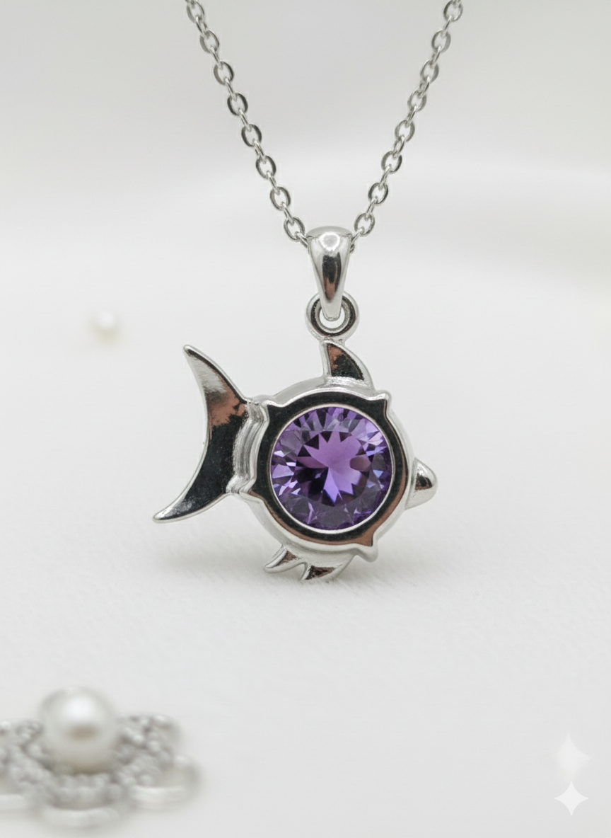 Funkcase Silver Fish Purple Charm Pendant
